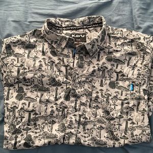 KAVU Men’s Button Down, Large, Mushroom